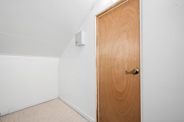 additional living space featuring baseboards, carpet, and lofted ceiling