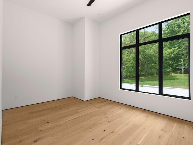 unfurnished room featuring plenty of natural light and light wood-style floors