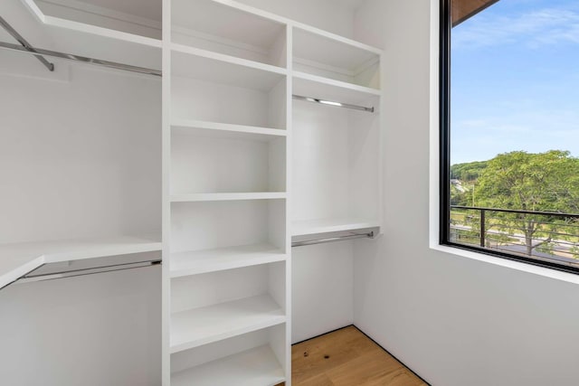 walk in closet featuring light wood-type flooring