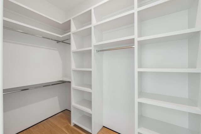 spacious closet with wood finished floors