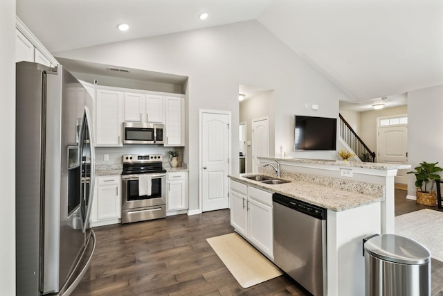 411 Barbaro Ct, Burns, TN 37029 - kitchen featuring white cabinetry, appliances with stainless steel finishes, and a sink