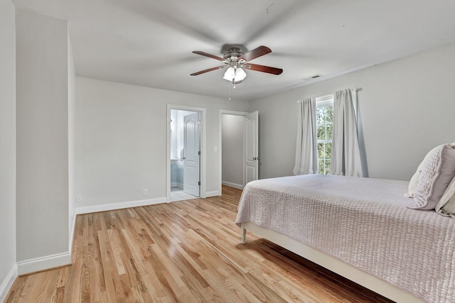 1012 Carrs Creek Blvd, Greenbrier, TN 37073 - bedroom featuring baseboards, ceiling fan, light wood-style flooring, and visible vents
