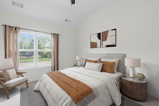 4325 Ashland City Hwy Unit 8, Nashville, TN 37218 - carpeted bedroom featuring baseboards, a ceiling fan, vaulted ceiling, and visible vents