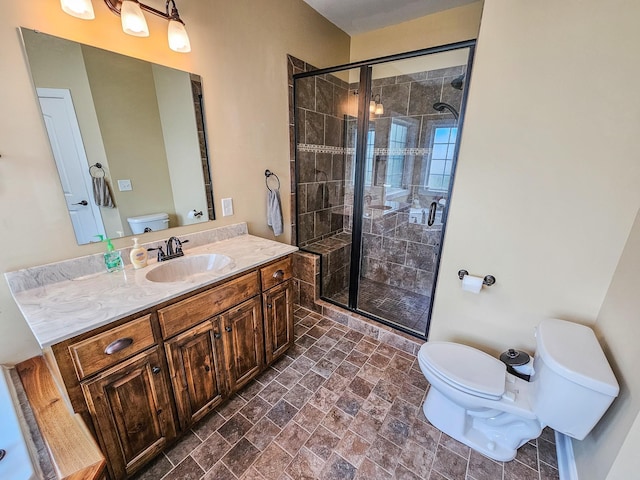 2971 Ownby Rd, Lewisburg, TN 37091 - full bathroom featuring vanity, toilet, and a stall shower