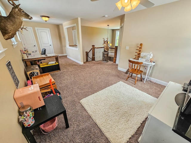 2971 Ownby Rd, Lewisburg, TN 37091 - living room with carpet floors, ceiling fan, and baseboards