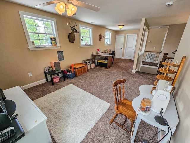 2971 Ownby Rd, Lewisburg, TN 37091 - carpeted living room featuring baseboards and ceiling fan