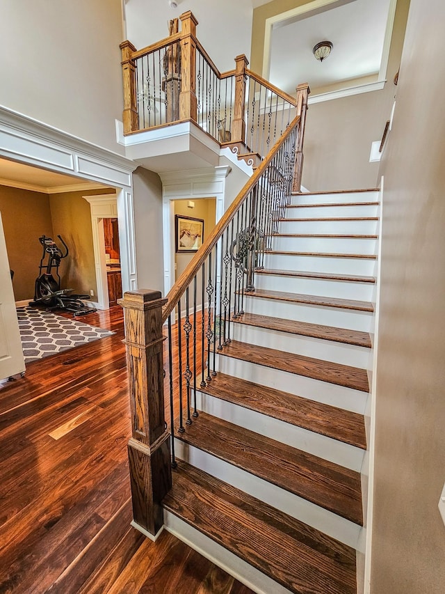 2971 Ownby Rd, Lewisburg, TN 37091 - stairs with wood finished floors and a towering ceiling