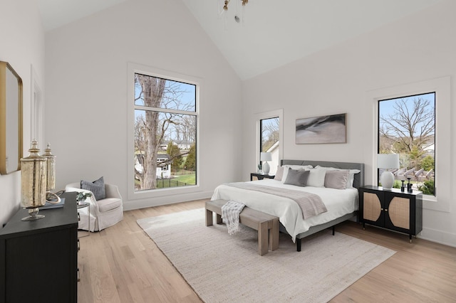 6120 Bresslyn Rd, Nashville, TN 37205 - bedroom featuring high vaulted ceiling and light wood-style flooring