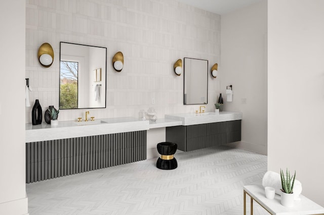 6120 Bresslyn Rd, Nashville, TN 37205 - bathroom featuring double vanity and decorative backsplash