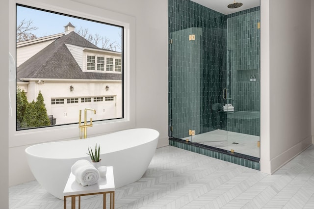6120 Bresslyn Rd, Nashville, TN 37205 - bathroom with a stall shower and a freestanding tub