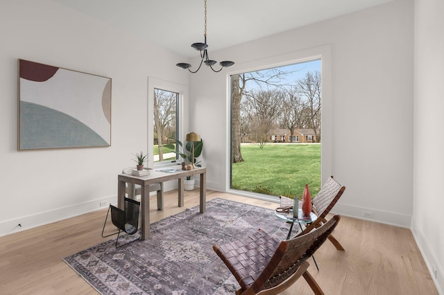 6120 Bresslyn Rd, Nashville, TN 37205 - office area featuring a chandelier and wood finished floors