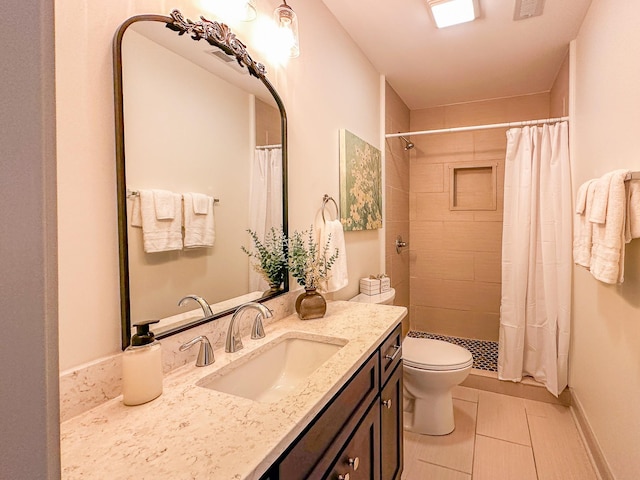 116 Smith Cir, Loretto, TN 38469 - full bath featuring toilet, tiled shower, tile patterned floors, and vanity