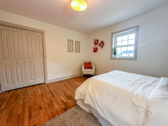 116 Smith Cir, Loretto, TN 38469 - bedroom with wood finished floors, a closet, and baseboards