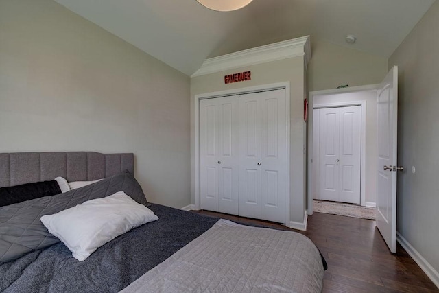 111 Thacker Dr, Portland, TN 37148 - bedroom featuring baseboards, vaulted ceiling, wood finished floors, and a closet