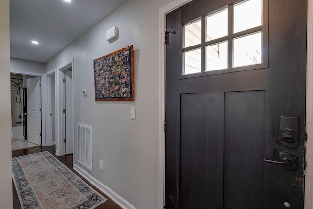 111 Thacker Dr, Portland, TN 37148 - doorway featuring baseboards, recessed lighting, wood finished floors, and visible vents