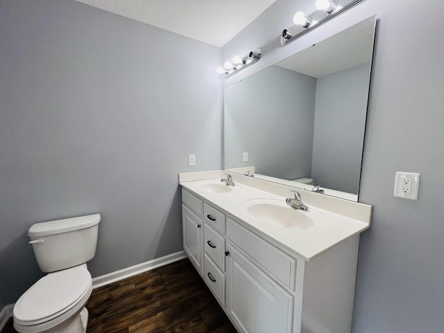 436 White Rd, Leoma, TN 38468 - bathroom with double vanity, toilet, a sink, and wood finished floors