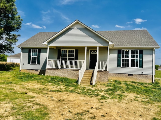 436 White Rd, Leoma, TN 38468 - view of front facade with a porch, a shingled roof, and crawl space