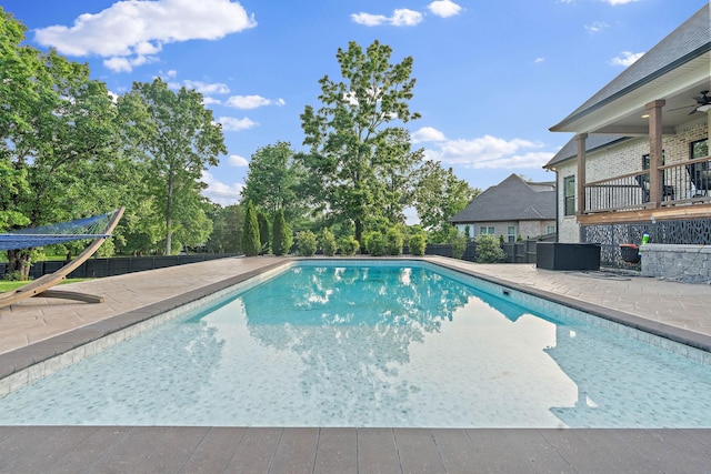 1209 Janie Sue Ct, Lebanon, TN 37087 - view of pool with a ceiling fan, a patio area, and fence