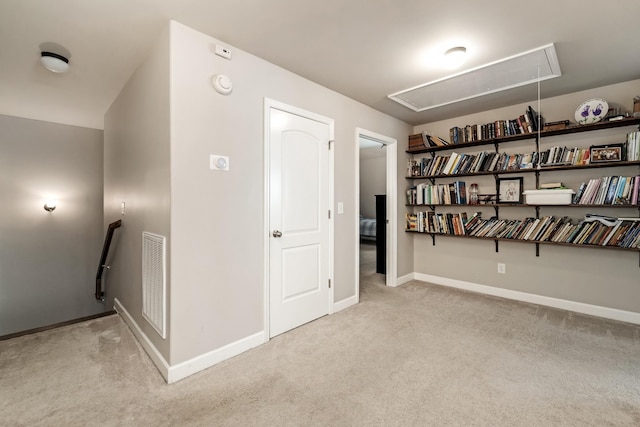 6006 Trotwood Ln, Spring Hill, TN 37174 - hall featuring baseboards, attic access, carpet flooring, and visible vents