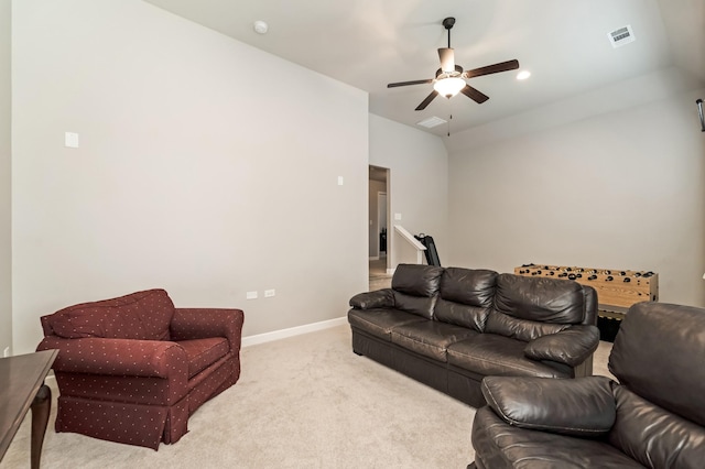6006 Trotwood Ln, Spring Hill, TN 37174 - living room with carpet floors, baseboards, ceiling fan, and visible vents
