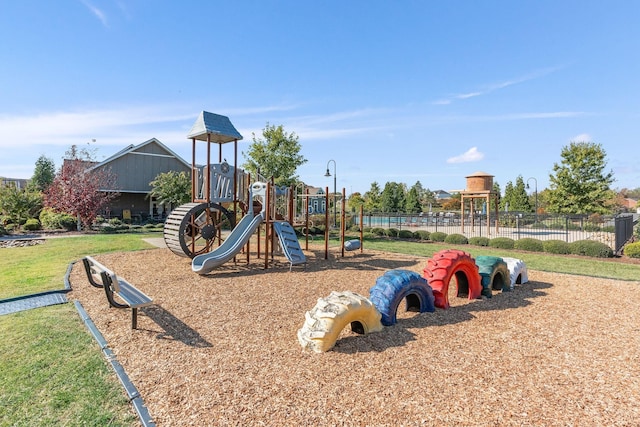 communal playground with fence