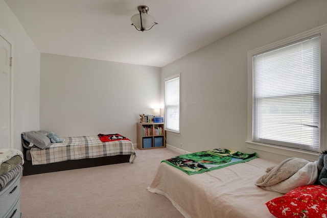 bedroom with carpet floors and multiple windows