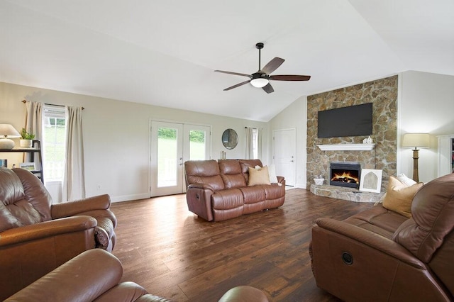 1121 Walnut Grove Church Rd, Dayton, TN 37321 - living room with a healthy amount of sunlight, vaulted ceiling, and dark wood-style floors