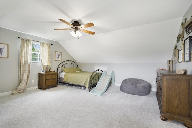 1121 Walnut Grove Church Rd, Dayton, TN 37321 - bedroom featuring a ceiling fan, baseboards, lofted ceiling, and carpet