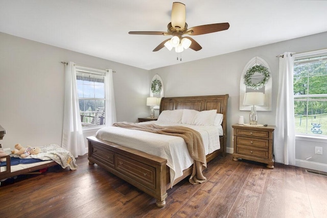 1121 Walnut Grove Church Rd, Dayton, TN 37321 - bedroom featuring ceiling fan, visible vents, and hardwood / wood-style flooring