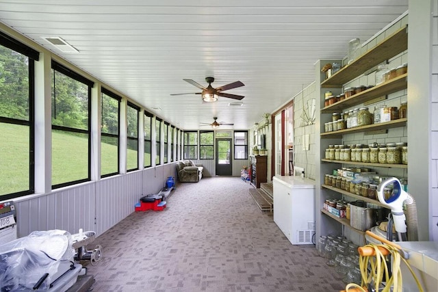 1121 Walnut Grove Church Rd, Dayton, TN 37321 - unfurnished sunroom with a ceiling fan and visible vents