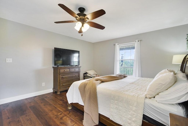 1121 Walnut Grove Church Rd, Dayton, TN 37321 - bedroom featuring a ceiling fan, baseboards, and dark wood finished floors