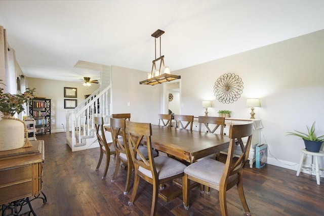 1121 Walnut Grove Church Rd, Dayton, TN 37321 - dining room with baseboards, a ceiling fan, wood finished floors, and stairway