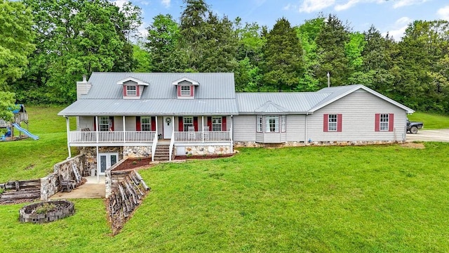 1121 Walnut Grove Church Rd, Dayton, TN 37321 - view of front of property with a porch, metal roof, and a front yard