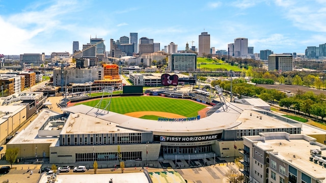 aerial view with a city view