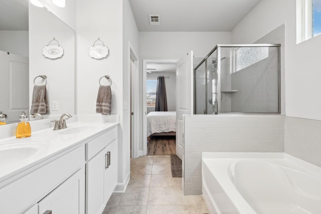 4326 Bomeadows Dr, Murfreesboro, TN 37128 - full bathroom with a sink, visible vents, a wealth of natural light, and a stall shower