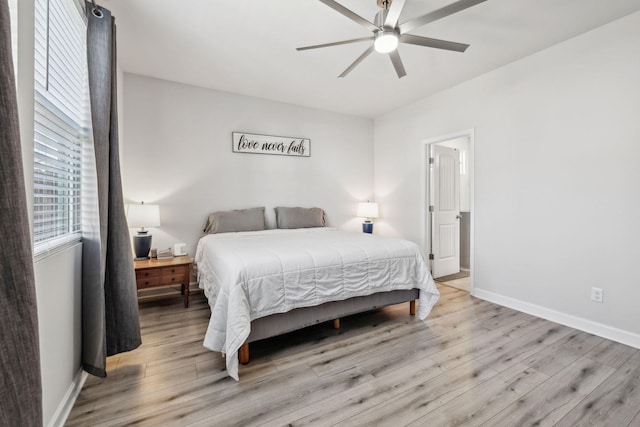 4326 Bomeadows Dr, Murfreesboro, TN 37128 - bedroom with baseboards, light wood-style flooring, and ceiling fan