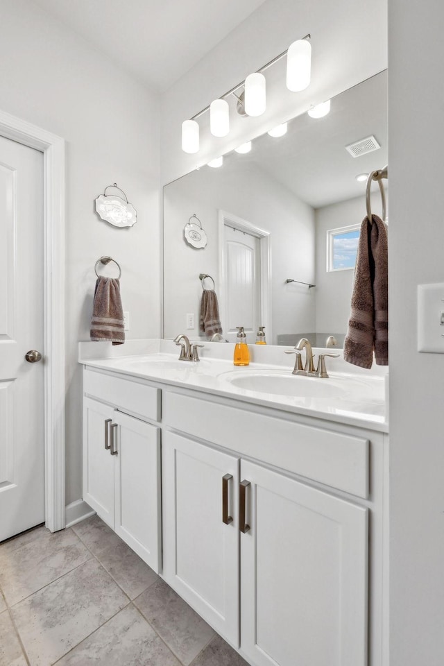 4326 Bomeadows Dr, Murfreesboro, TN 37128 - full bath with double vanity, a sink, tile patterned flooring, and visible vents
