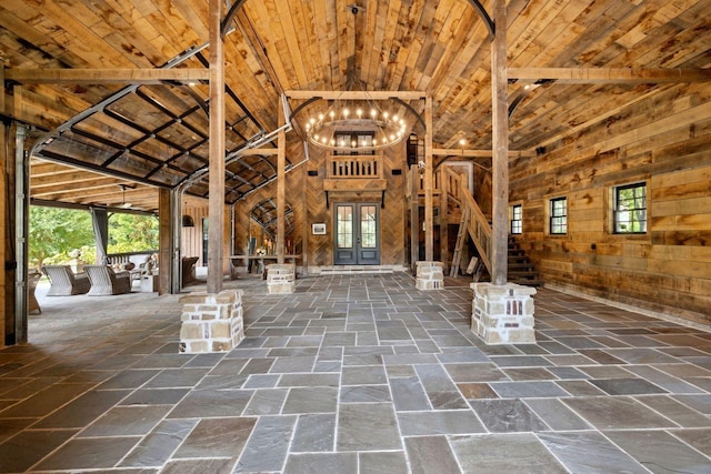 5715 Greenbrier Rd, Franklin, TN 37064 - interior space featuring french doors, a chandelier, and a patio area