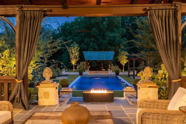 5715 Greenbrier Rd, Franklin, TN 37064 - outdoor pool featuring a patio, a gazebo, and an outdoor fire pit