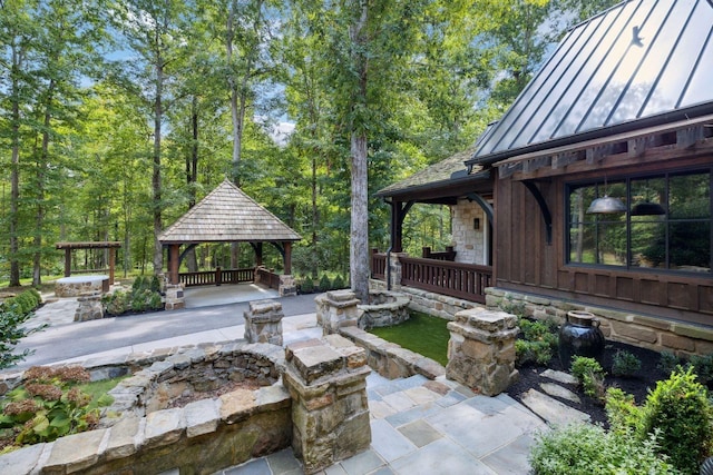 5715 Greenbrier Rd, Franklin, TN 37064 - view of patio featuring a gazebo and a fire pit