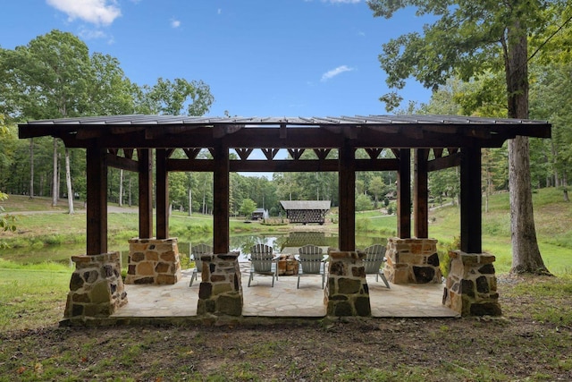 5715 Greenbrier Rd, Franklin, TN 37064 - view of home's community with a lawn, a gazebo, a fire pit, and a patio area