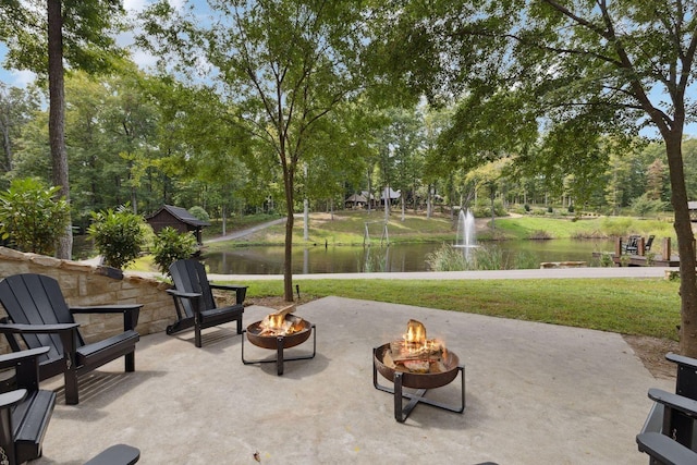 5715 Greenbrier Rd, Franklin, TN 37064 - surrounding community with a patio, a water view, an outdoor fire pit, and a yard