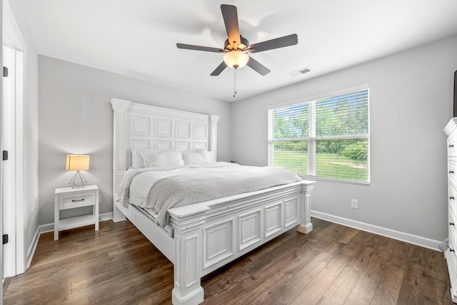 175 Harvard Dr, Gallatin, TN 37066 - bedroom featuring baseboards, a ceiling fan, dark wood finished floors, and visible vents