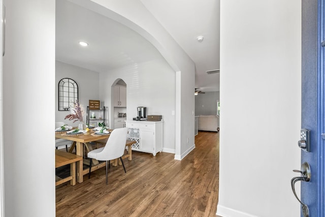 175 Harvard Dr, Gallatin, TN 37066 - entrance foyer with baseboards, arched walkways, wood finished floors, and visible vents