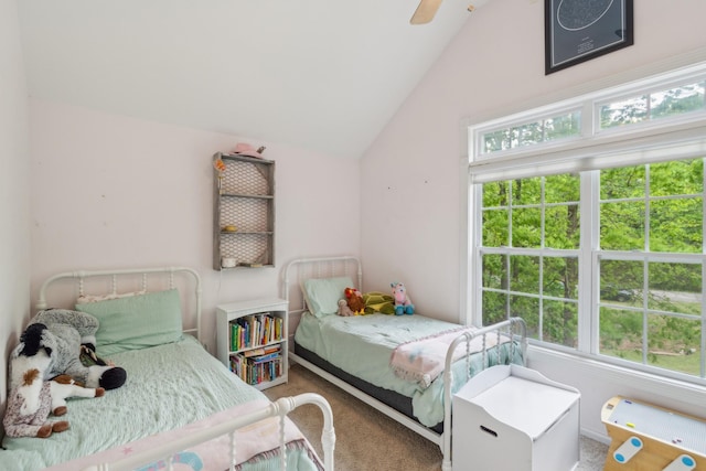 1005 Lauren Cir, Burns, TN 37029 - carpeted bedroom featuring ceiling fan and lofted ceiling