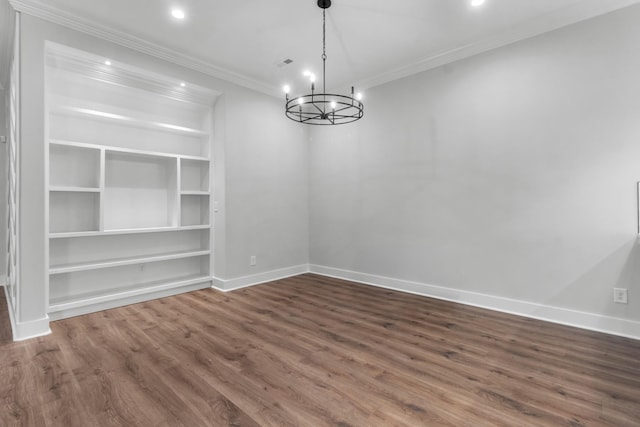 1048 Veridian Dr Unit 20A, Clarksville, TN 37043 - unfurnished dining area with crown molding, baseboards, wood finished floors, and a chandelier