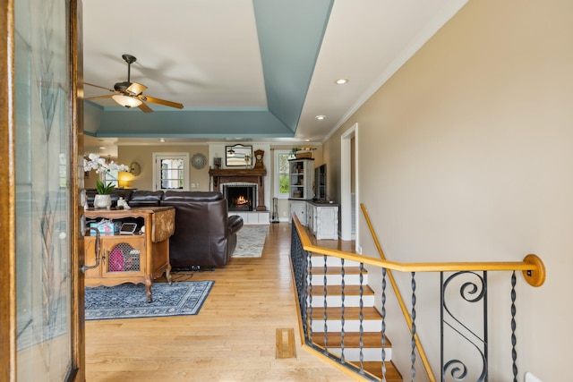 921 Cooks Rd, Mount Juliet, TN 37122 - interior space featuring recessed lighting, ornamental molding, wood finished floors, and a tray ceiling