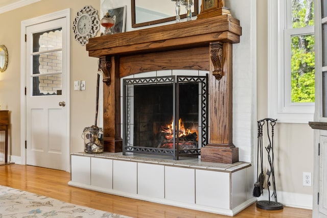 921 Cooks Rd, Mount Juliet, TN 37122 - interior details with a lit fireplace and wood finished floors