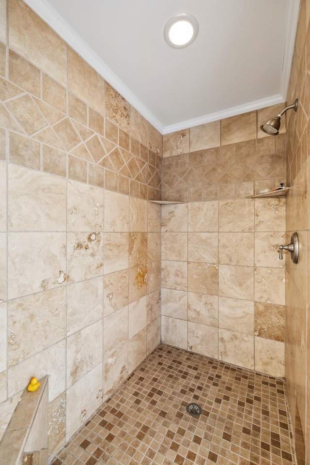 921 Cooks Rd, Mount Juliet, TN 37122 - full bathroom with ornamental molding and a tile shower