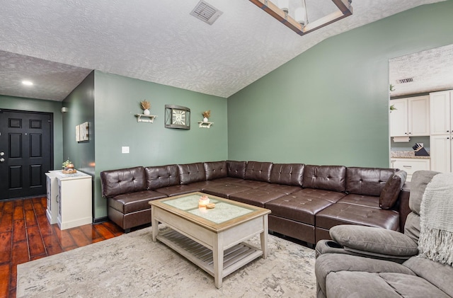 1904 Portway Rd, Spring Hill, TN 37174 - living area with a textured ceiling, hardwood / wood-style floors, lofted ceiling, and baseboards